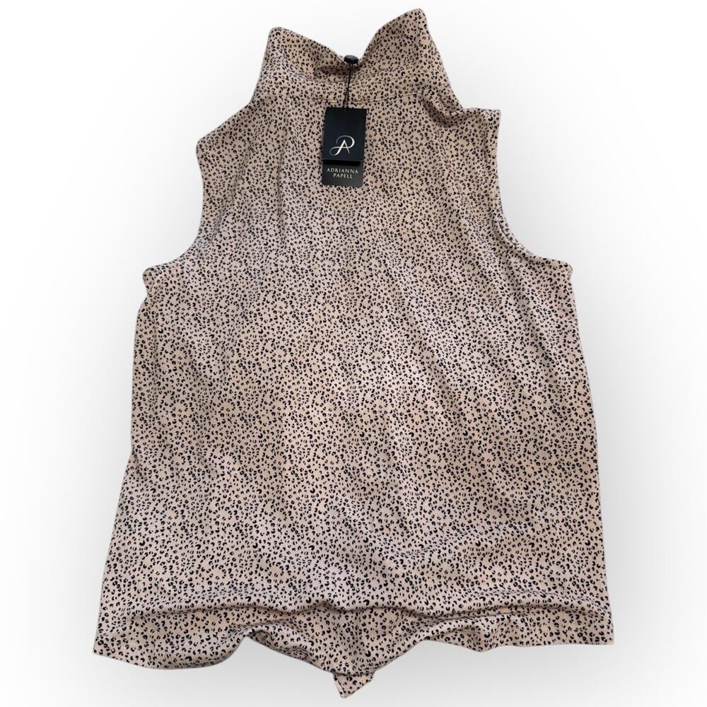 Adrianna Papell Tie Front Sleeveless Blouse Small Leopard - Picture 8 of 11